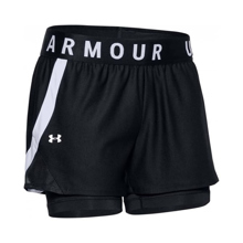 UA Women's Play Up 2-in-1 Shorts, Black/White