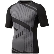 Reebok Printed Compression SS Shirt, Black