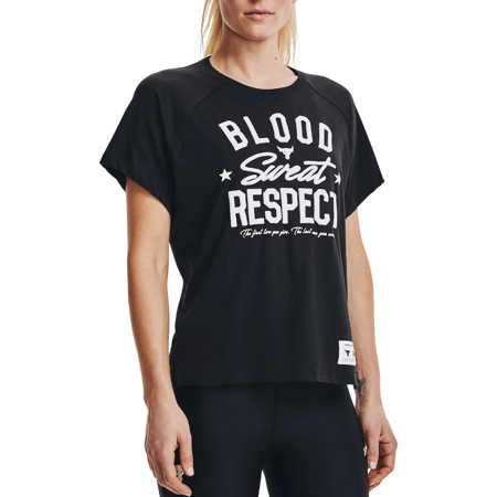 UA Women's Project Rock BSR SS Shirt, Black/White 