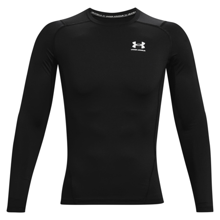 UA HeatGear Long Sleeve Compression Shirt, Black/White 
