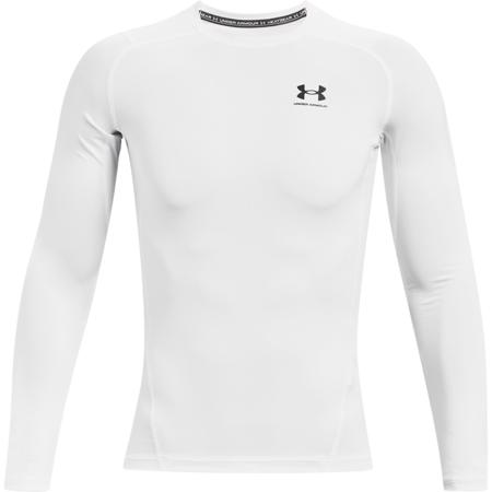 UA HeatGear Long Sleeve Compression Shirt, White/Black 