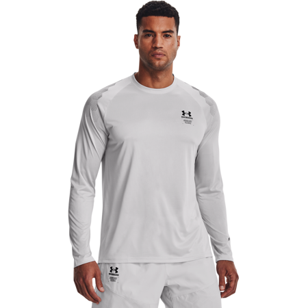 UA ArmourPrint Long Sleeve Shirt, Halo Grey/Black 
