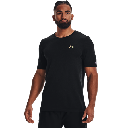 UA Rush Seamless GeoSport Short Sleeve Shirt, Black 