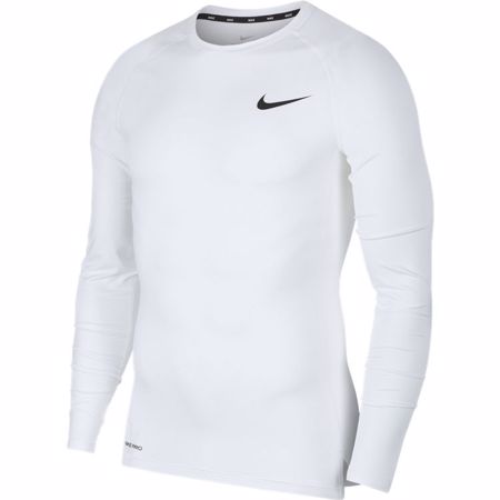 Nike Pro Long-Sleeve Compression Top, White/Black 