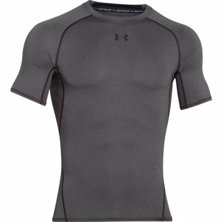 UA HeatGear Armour Short Sleeve Compression Shirt, Carbon Heather 