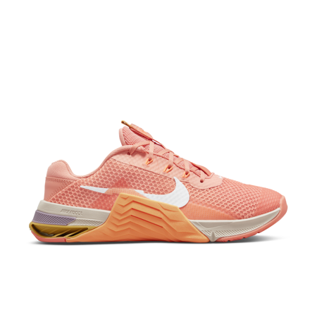 Nike Metcon 7 Women's Training Shoe, Crimson Bliss/Orange/Pearl White 