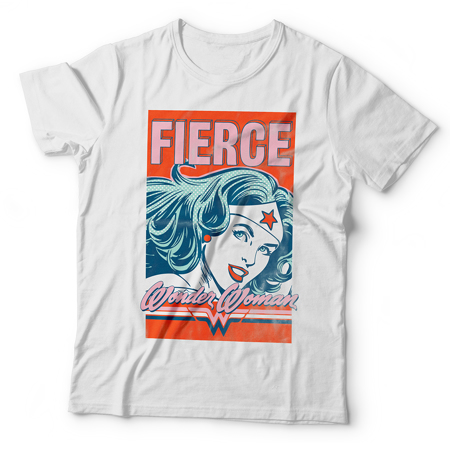 Hero Core Woman T-Shirt, Wonder Woman Fierce Print 