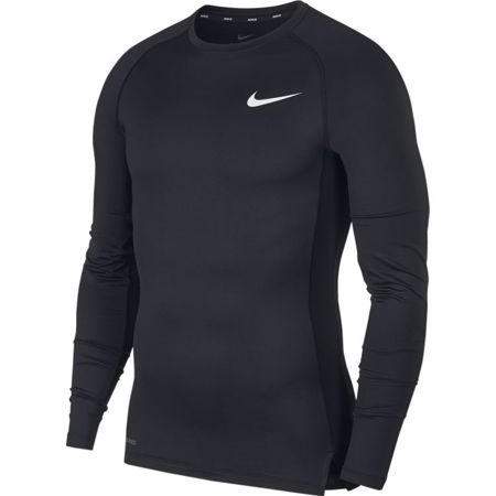 Nike Pro Long-Sleeve Compression Top, Black/White 