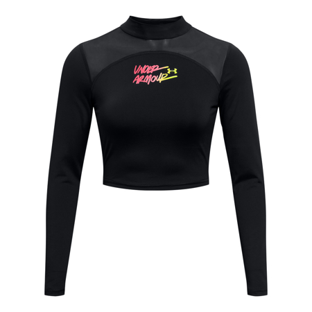 UA HeatGear Crop Mock Neck LS Women's Shirt, Black 