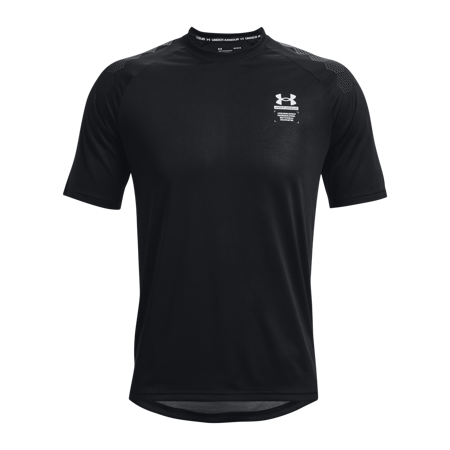 UA ArmourPrint Short Sleeve Shirt, Black/Halo Grey 