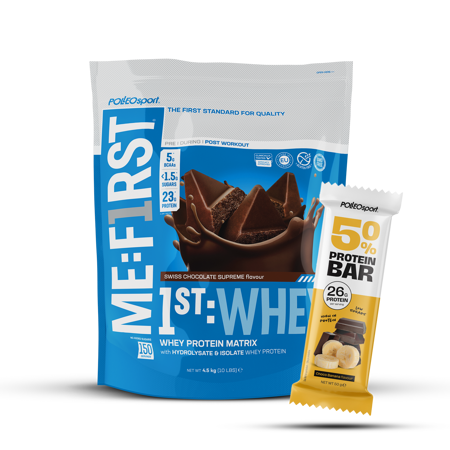 1st Whey, 4,5 kg + 10x 50% Protein Bar, Chocolate Banana, 50 g GRATIS