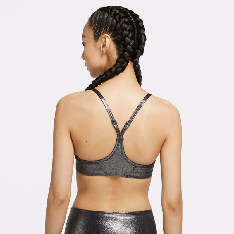 Nike Indy Icon Clash Women's Shimmer Sports Bra, Black/Metallic Silver, Nike